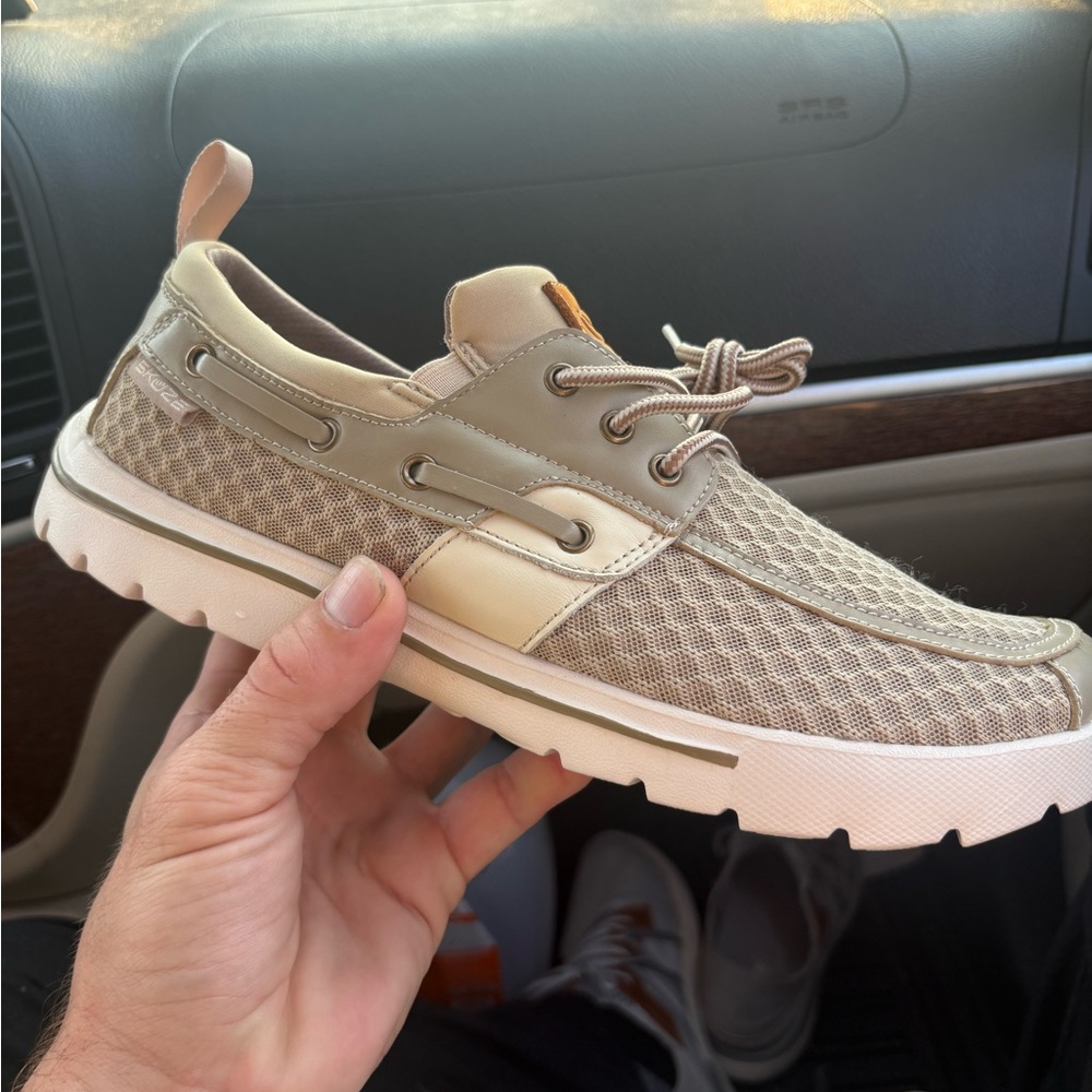 Sky Men's Tan Mesh Boat Shoes